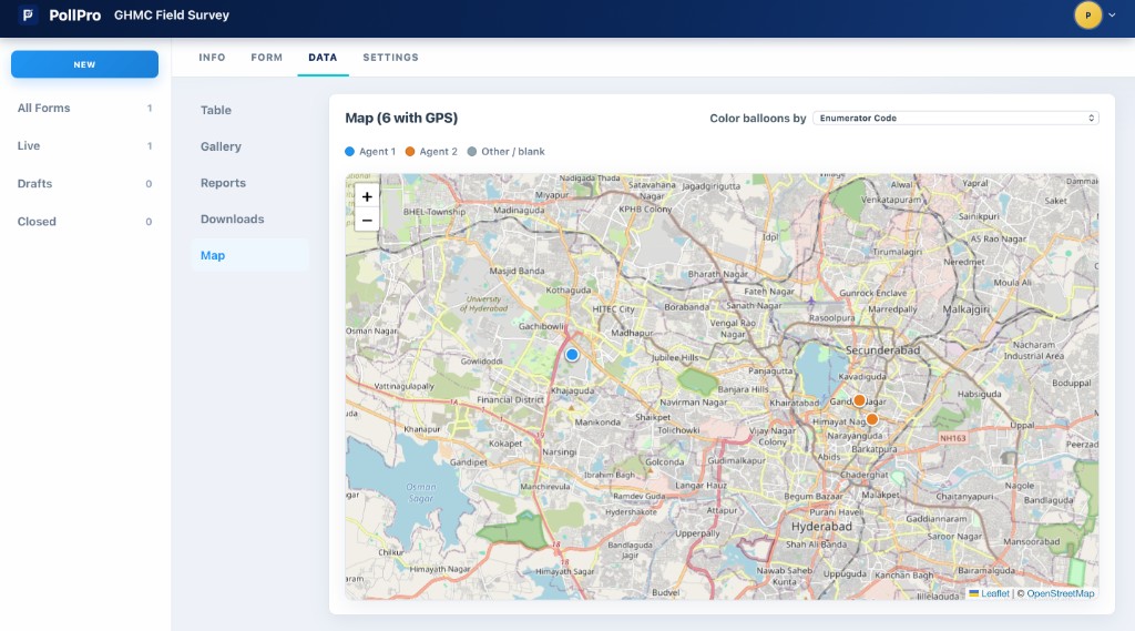 PollPro map view on desktop